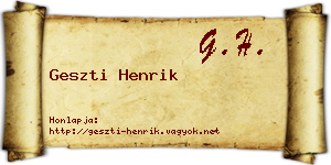 Geszti Henrik névjegykártya